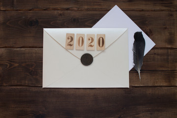 envelope letter new year 2020, a beautiful calendar photo