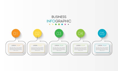 Vector infographic design template with 5 options or steps. Can be used for process diagram, workflow layout, info graph, annual report, flow chart.