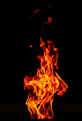 Fire flame isolated on black background. Fiery Tango.