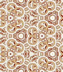 Kaleidoscope seamless pattern. Colored abstraction on white background. Useful as design element for texture and artistic compositions.