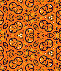 Kaleidoscope seamless pattern. Colorful geometric abstraction on white background. Useful as design element for texture and artistic compositions.