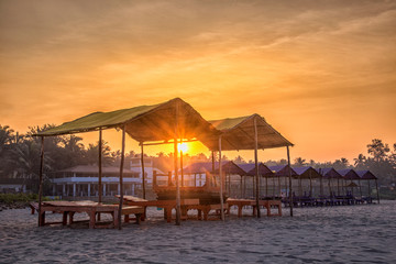 Sunset on the Goa beach, India - 301068872
