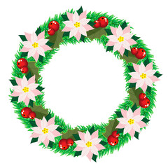 Christmas wreath. Retro abstract banner with Golden Christmas for decorative design with various traditional Christmas accessories, Vector elegant pattern. Happy new year decorations.