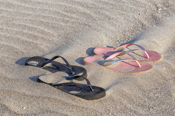 Sand shoes on the beach