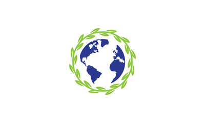 logo Earth Globe Green Leaves Nature