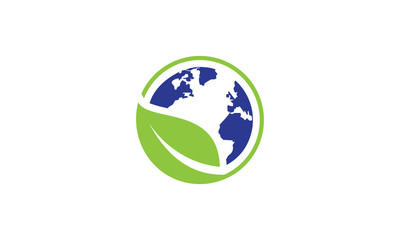 logo Earth Globe Green Leaves Nature