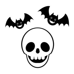 ドクロとコウモリ