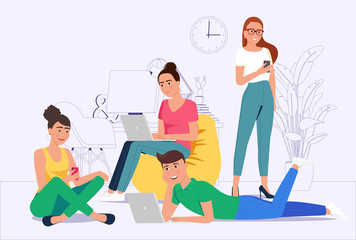 A team of guys is working on a project.