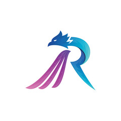 Letter R logo from the eagle bird, initial letter R logo, eagle logo