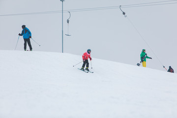 little kid learning to ski