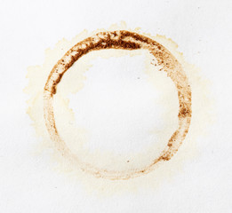 Stains from a glass with coffee on a white background