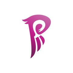 Combination letter P + wing bird logo, initial letter logo ready for use