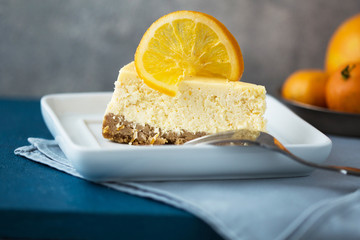 Christmas orange cheesecake with mascarpone. Festive Christmas cheesecake traditional winter cake recipe .
