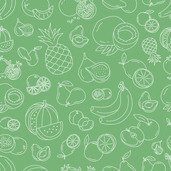 Fruit background - Vector seamless pattern of vegetarian food for graphic design