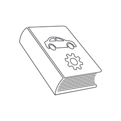 Car Driving User Guide. Vector linear icon on a white background.