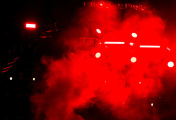 Red light on a rock concert stage as background