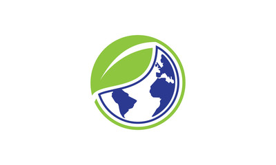 Green Ecological Logo Globe Leaf Icon