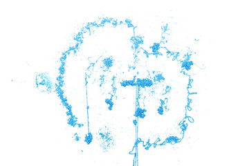 Blue cream spray isolated on the white background. Top view.