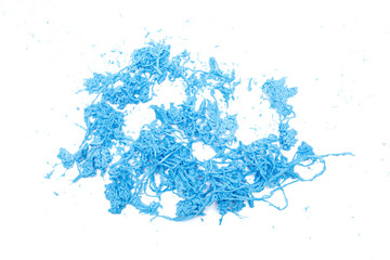 Naklejka premium Blue cream spray isolated on the white background. Top view.