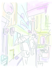 Traditional Market Illustration