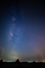 The Beautiful clearly night landscape milky way on dark sky .
