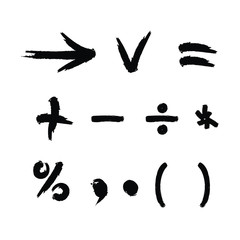 Black brush math symbols.