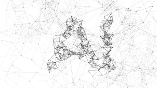 Artificial Intelligence - AI letters - Concept. 4k abstract digital animation 3d, Computer, brain, smart, machine learning, technology, connection, white background.