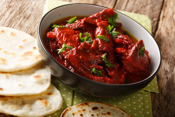 Authentic Rajasthani Jungli Maas Recipe close-up in the bowl. horizontal