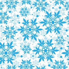 Christmas snowflakes with cannabis leaf seamless vector pattern