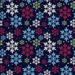 Christmas snowflakes with cannabis leaf seamless vector pattern