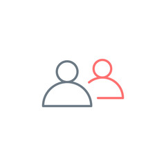 Line icon two people, one behind. Editable stroke. Stock Vector illustration isolated on white background.