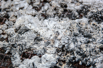 Ashes burned in the grill