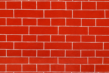 Red painted old brick wall background. Red brick wall texture. Background vintage brick wall. Red...