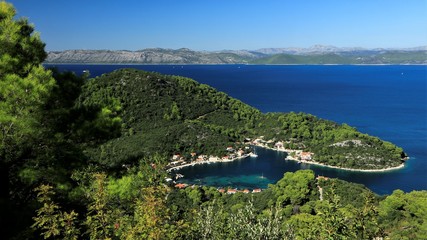 Fototapeta na wymiar panoramic view to the pucturesque bay of Okulje. Mljet Island, Croatia, Dalmatia