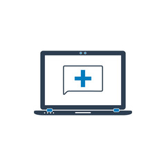 Online Medical Help Icon. Flat style vector EPS.