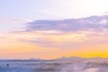 Beautiful landscape of sea ocean around Pattaya city in Thailand at sunset time