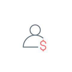 user with dollar sign linear icon, earnings concept, money sign. Editable stroke. Stock Vector illustration isolated on white background.