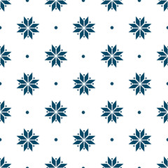 winter minimalist geometric seamless pattern with snowflakes. Ethnic folk motif. Winter holiday design