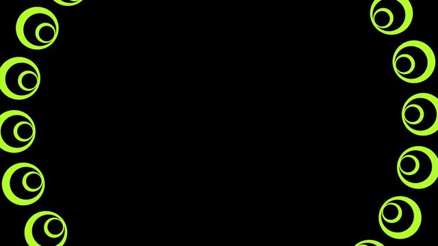 Graphic design with circles that make up a crown that rotates in the center and increases the size, to cover the whole background and disappear, composed of various colors