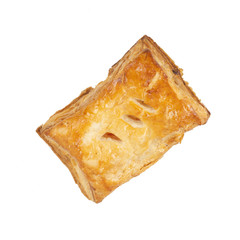 Fresh Homemade Chicken Puff Pastry. Bread and Bakery Products Isolated on White background