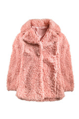 Pink fur coat isolated