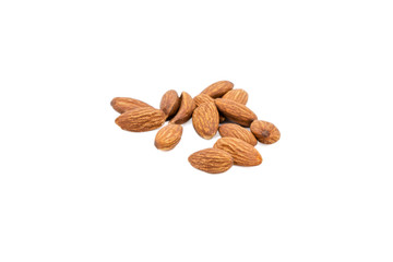 Almond nuts isolated with white background.