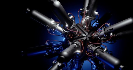 Abstract concept of reactor. Background of fusion reactor. Reaction chamber. 3d render - Powered by Adobe