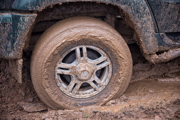 Dirt on the body of an off-road car