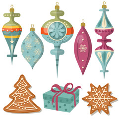 beautiful Christmas decoration collection isolated on white