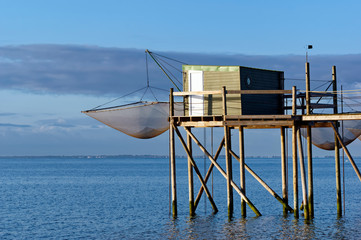 Wooden fishing huts In Charente Maritime coast