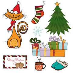 beautiful Christmas items collection isolated on white