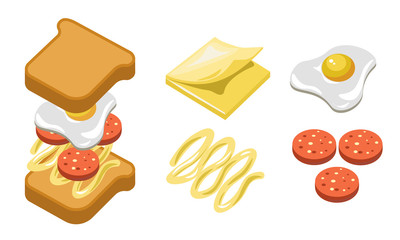 Pepperoni sandwich ingredients and separate layers shown for recipe