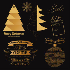 Festive golden Christmas items collection for Christmas sale