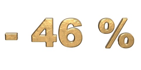 46% of discount. Golden forty six percent sale. isolated on white background  